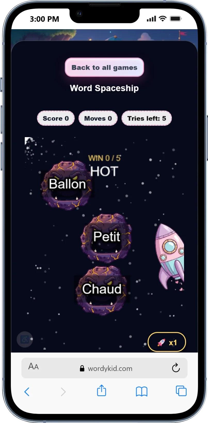 WordyKid rewards and treasures that help children repeat French practice