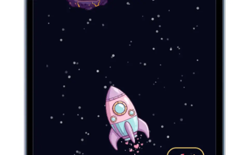 Word Flight game screen with a rocket